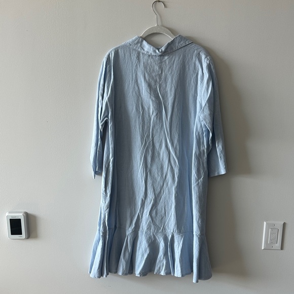 Light Blue Button-Front Ruffle-Hem Mini Dress - Picture 8 of 9